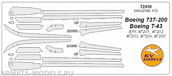 72410KV Окрасочная маска Boeing 737-200 / T-43 (BPK #7201, #7202, #7203, #7204, #7205) для моделей фирмы BPK