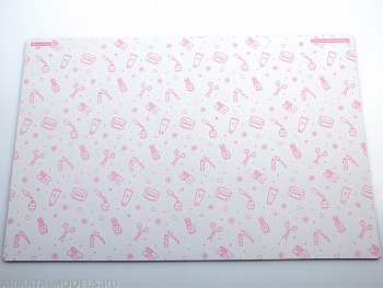 100132RK Коврик для резки А3, 3 слоя, розовый, маникюр