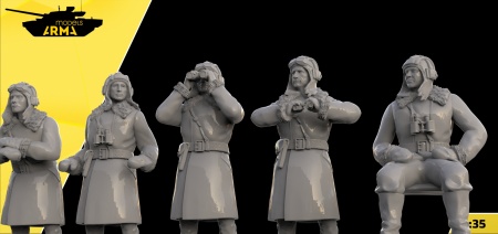 AM35995 Набор танкистов СССР в зимней форме 5 фигур (Не для свободной продажи) Arma Models