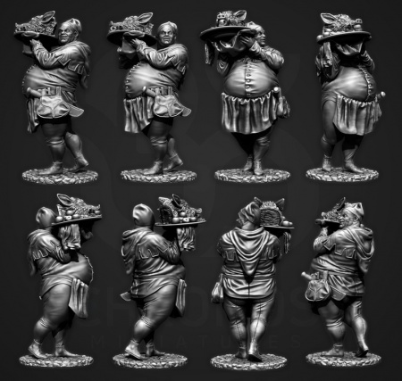 CHM-54163(M). Средневековый повар. 54 мм.  Материал - белый металл. Chronos Miniatures