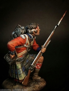 VD-54005(M). Рядовой (№2) 42-го (Королевских Шотландских горцев) пехотного полка Черная Стража 1815 г. 54 мм. Материал - белый металл.