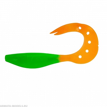 Твистер несъедоб. Kasandra 4''29/10,9см Lime & Orange 100шт. (HS-34-020-N) Helios( цена указана за упаковку, в количестве 100шт.)