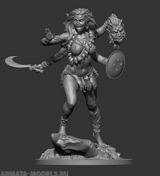CHM-54150(M). Индийская богиня Кали. 54 мм. Материал – белый металл