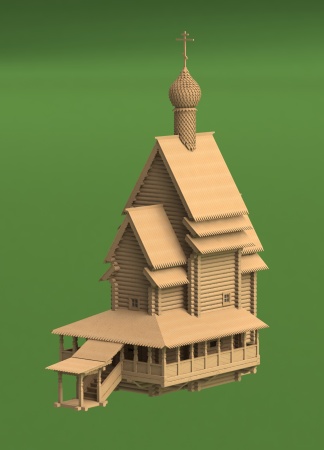 1308 сборная деревянная модель Георгиевская церковь СВ Модель