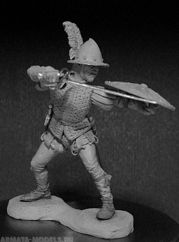 CHM-54270. Испанский пехотинец (рондашьер), 1520-25 гг. 54 мм. Материал - смола.