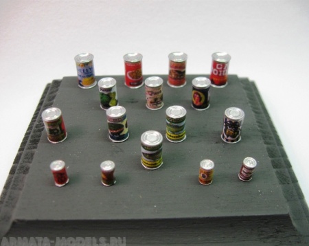 35168RIS Small Food Cans with Labels - 16 resin pcs. & Decals