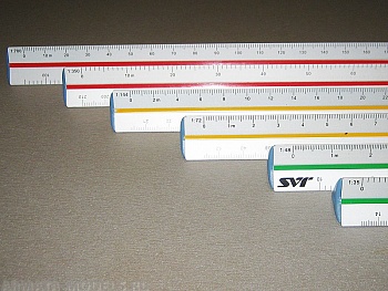 4701 Линейка трехгранная, 6-ть масштабов, алюминиевая, 30см