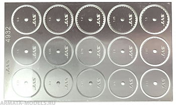 4932J Набор дисков для ревитера d 15 мм, шаг 0,35 - 1,5 мм, 15 шт.