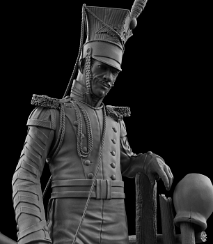 CHM-54349. Штаб-трубач Лейб-Гвардии Уланского полка, Россия 1812-14 гг. 54 мм. Материал - смола.