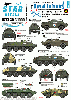 35-C1055SD Soviet/Russian Naval Infantry # 2. BTR-60PB, BTR-70, BRDM-2, Konkurs, PTS-M.