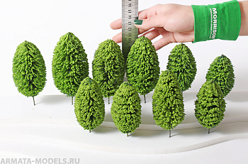 011ee011 Деревья 10-15 см. для архитектурных макетов. Набор 10 шт.