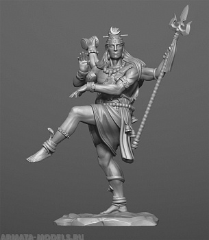 CHM-54166(M). Индийский бог Шива. 54 мм. Материал - белый металл.