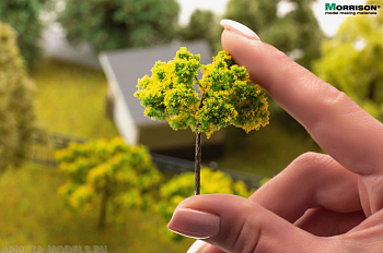 011dcv003 Жёлтое цветущее дерево для макета. Высота 5 см.