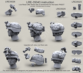 LRE35043 Каска армии США PASGT с чехлом и креплением ночных очков NVG PVS 7/14/15 и не зачехленными очками. 