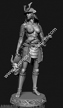 CHM-54282(M). Миры Фэнтези: Японская женщина-самурай. 54 мм. Материал - белый металл.