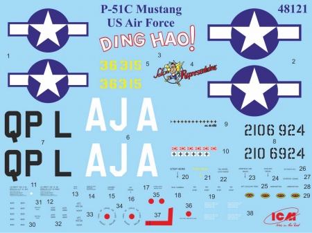 48121 Мустанг P-51 C, американский истребитель ІІ Мировой войны ICM 48121 Мустанг P-51 C, американский истребитель ІІ Мировой войны ICM
