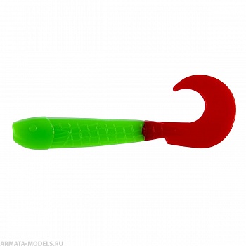 Твистер несъедоб. Long Hybrid 3,55''/9,0 см Lime & Red 100шт. (HS-15-021-N) Helios( цена указана за упаковку, в количестве 100шт.)