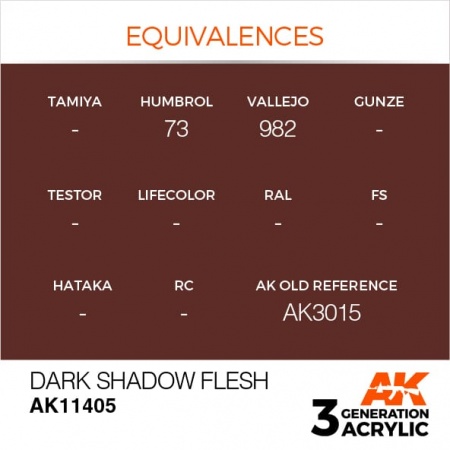 AK11405 Краска акриловая 3Gen Dark Shadow Flesh