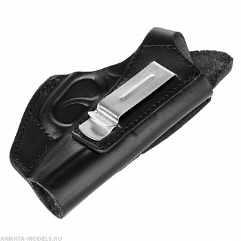 Кобура поясная к ПМ универсальная с пружиной для скрытого ношения(кожа) черная (HS-ПК-7ч) Helios