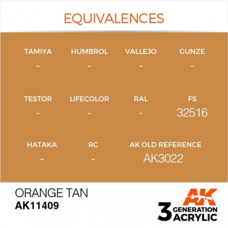 AK11409 Краска акриловая 3Gen Orange Tan