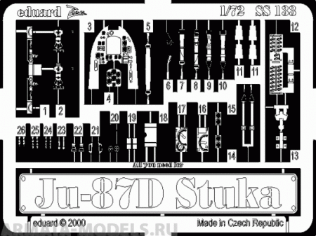 SS133 Фототравление Ju 87D Stuka For ITALERI kit (Eduard) 1/72