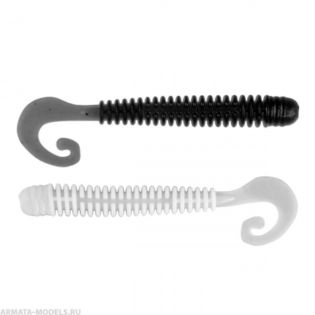 Твистер несъедоб. Credo Long Body 2,95"/7,5 см Black & White 100шт. (HS-9-023-N) Helios